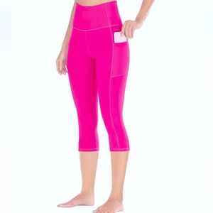 Athleta Hot Pink Capri Leggings w/ side pockets & waistband pocket Size: Small